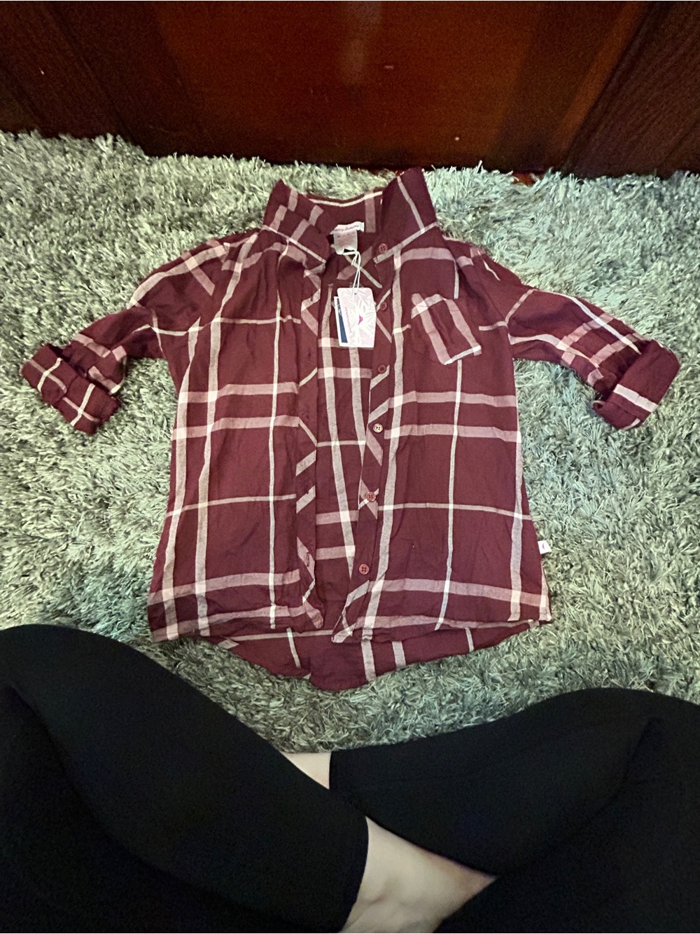 Tommy Bahama Maroon and Cream Plaid Button-Down Shirt